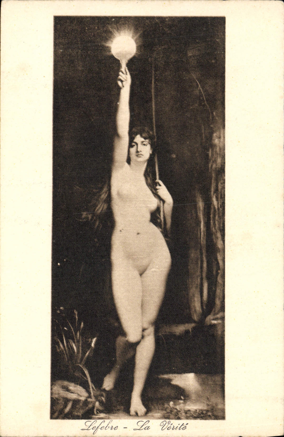 La Vérité — femme nue tenant une sphère lumineuse — Lefebvre - Recto