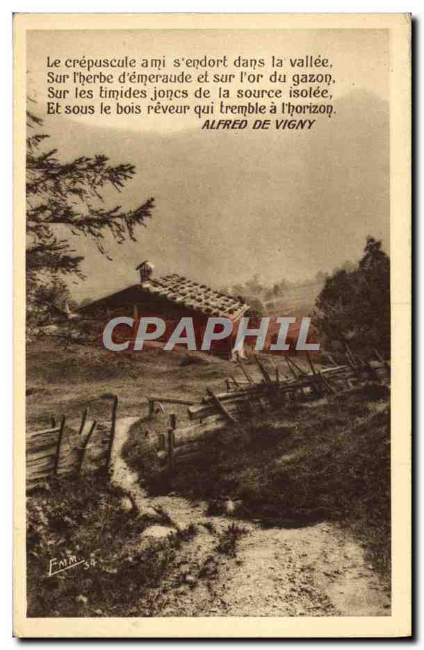 CPA Le Crepuscule Ami S'Endort Dans La Vallee Sur L'Herbe Alfred de Vigny 