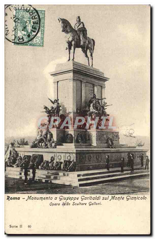 CPA Roma Monumento a Giuseppe Garibaldi Sul Monte Gianicolo Opera Della