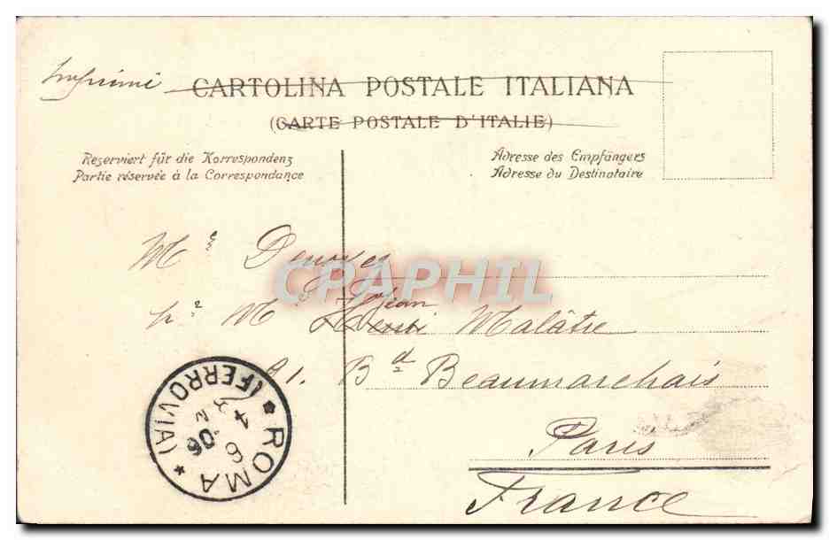 CPA Roma Monumento a Giuseppe Garibaldi Sul Monte Gianicolo Opera Della — Rückseite