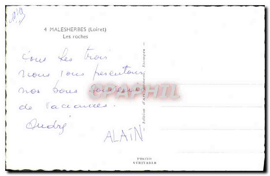 4 MALESHERBES (Loiret) — Les roches — Édition d'Art Matériel, Étampes — Rückseite