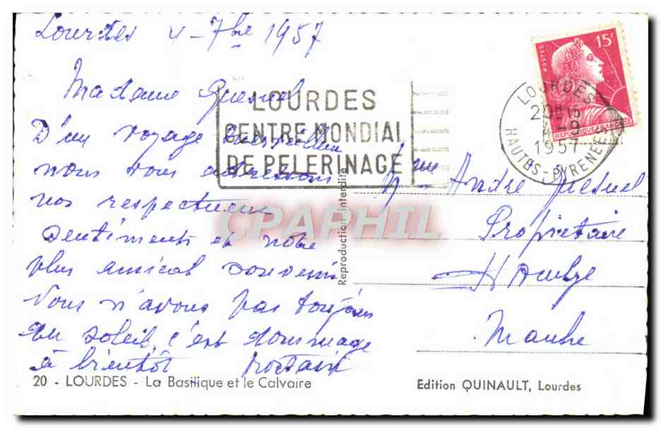 CPA Lourdes La Basilique Et Le Calvaire — Verso