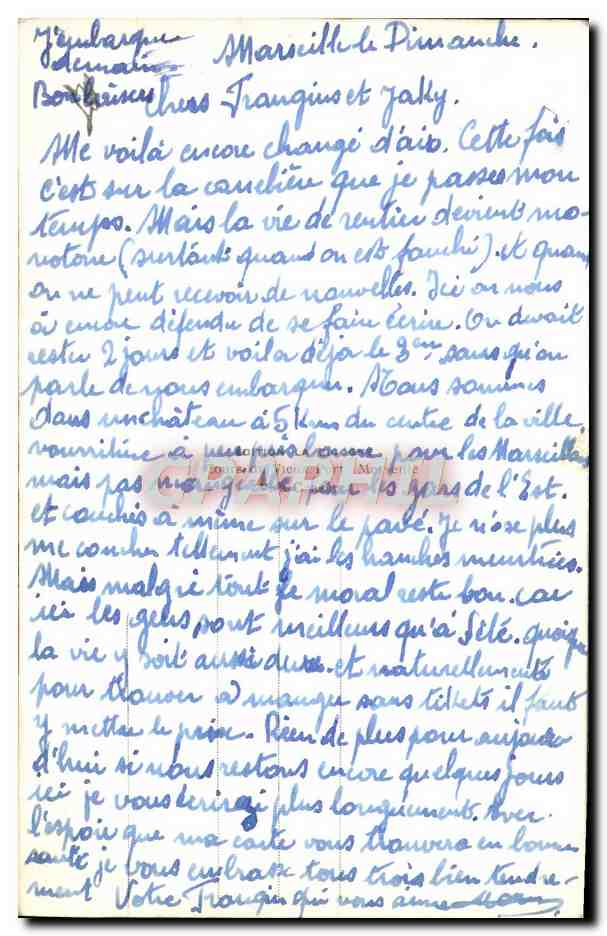 CPA Marseille Le Palce Castellane Et La Fontaine Cantini — Verso