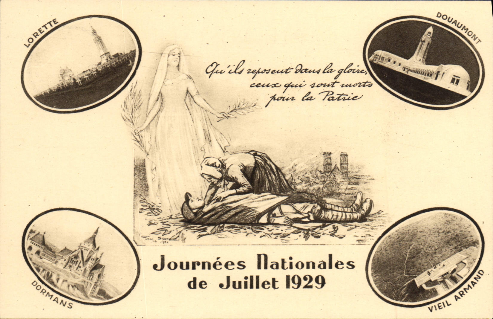 CPA Journees Mationales De Juillet 1929 Lorette Dormans Douaumont Vieil Armand Militaria 