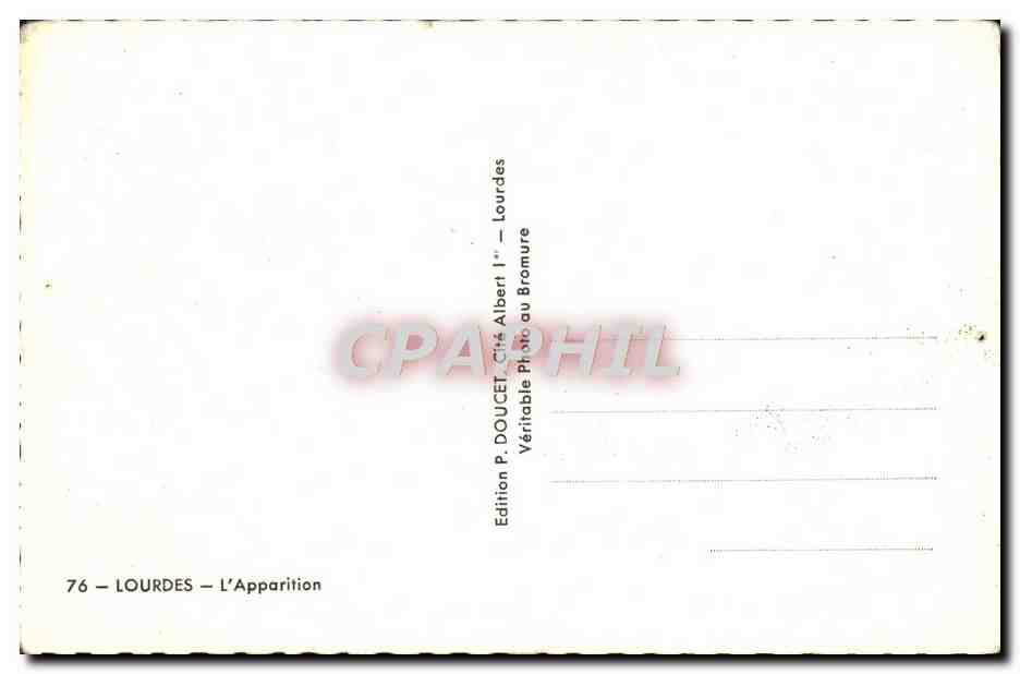 Lourdes — L'Apparition — Édition P. DOUCET — Verso
