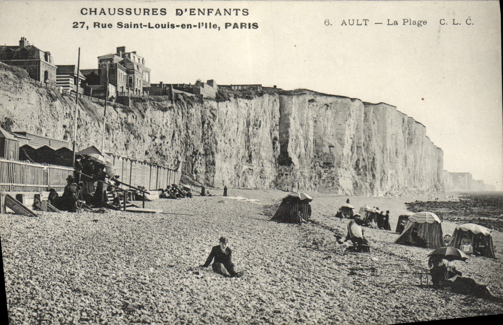 CPA Ault la plage Publicite Chaussures d'Enfants Rue Saint Louis En l'Ile Paris