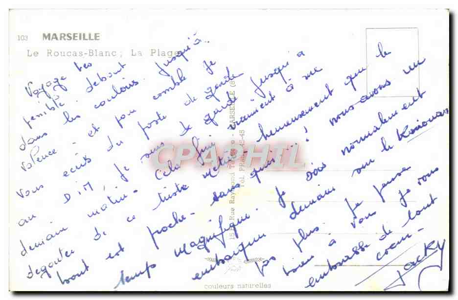 CPM Marseille Le Roucas Blanc La Plage — Verso