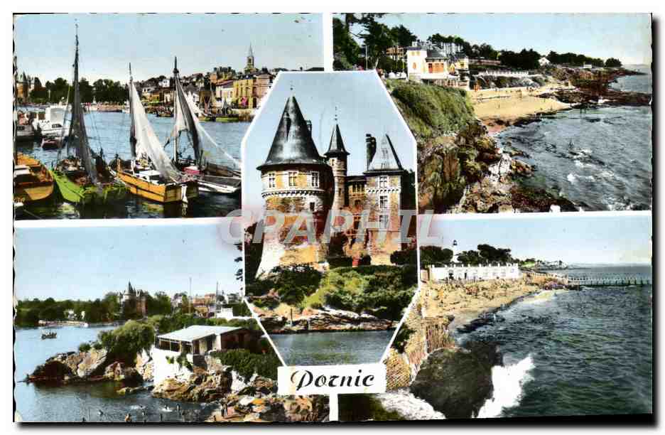 CPM Pornic Le Port Plage De Gourmalon Le Chateau L'Anse aux lapins Plage de Noeveillard