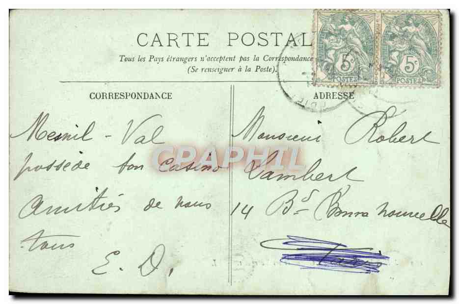 CPA Mesnil Val Le Casino Et SEs Terrasses — Rückseite