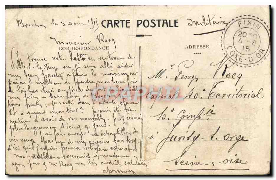CPA Gevrey Chambertin Combe De Lavaux Le Grand Aiguillon — Rückseite