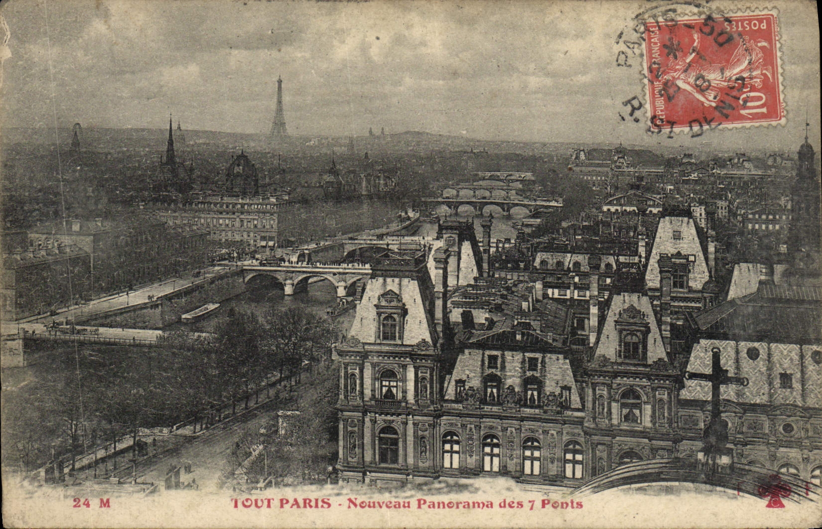 Antike Ansichtskarte Neuer Panoramablick Über Die Brücken Von Paris