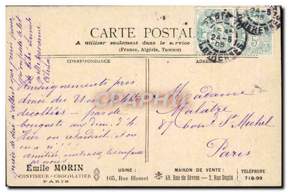 CPA Le Chateau De Chantilly — Rückseite