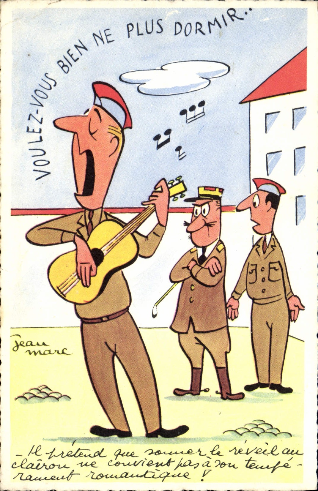 CPA Voulez Vous Bien Ne Plus Dormir Soldats Militaria Humour