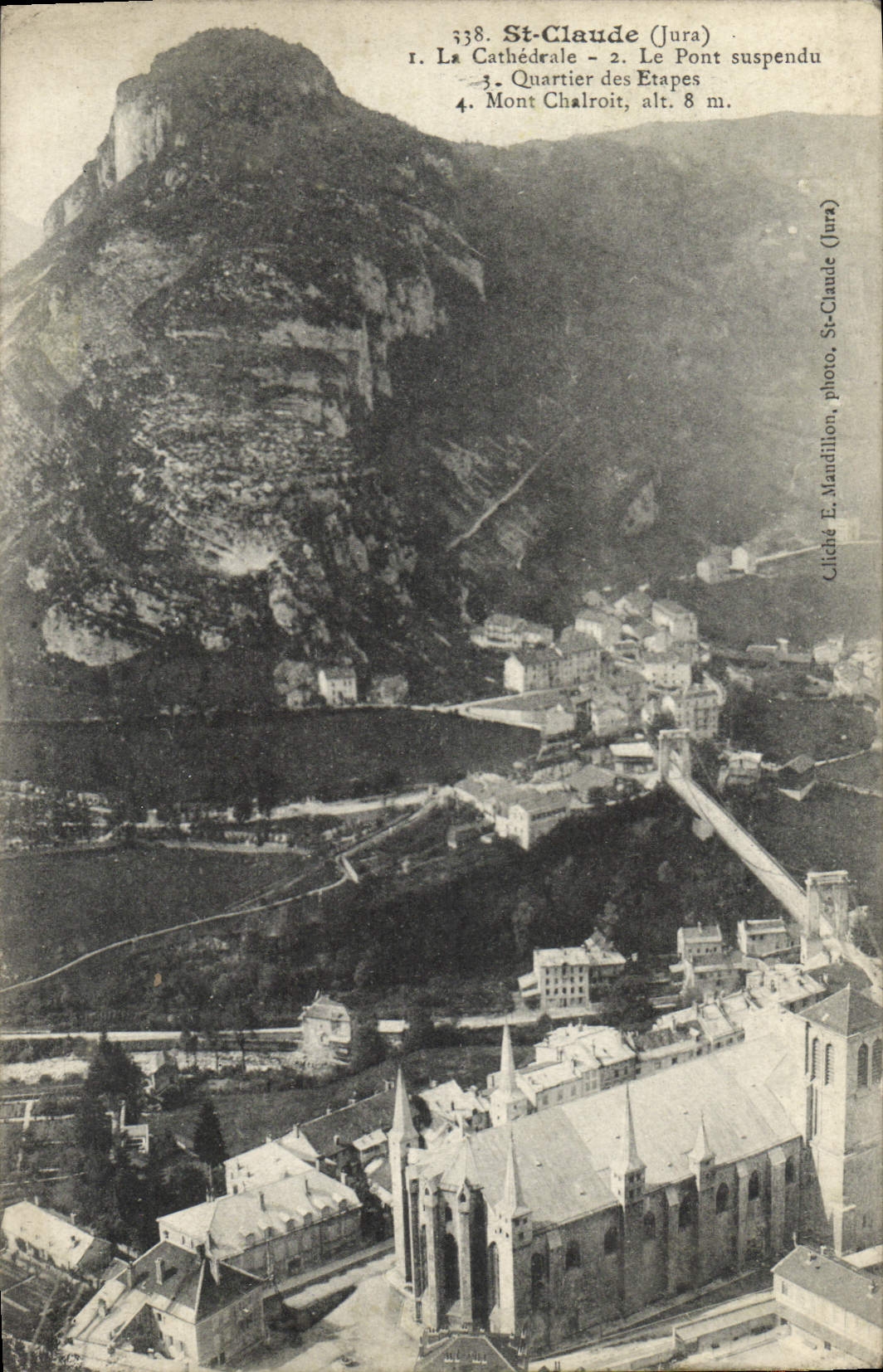 CPA St Claude La Cathedrale Le Pont Suspendu Quartier des Etapes Mont Chalroit 