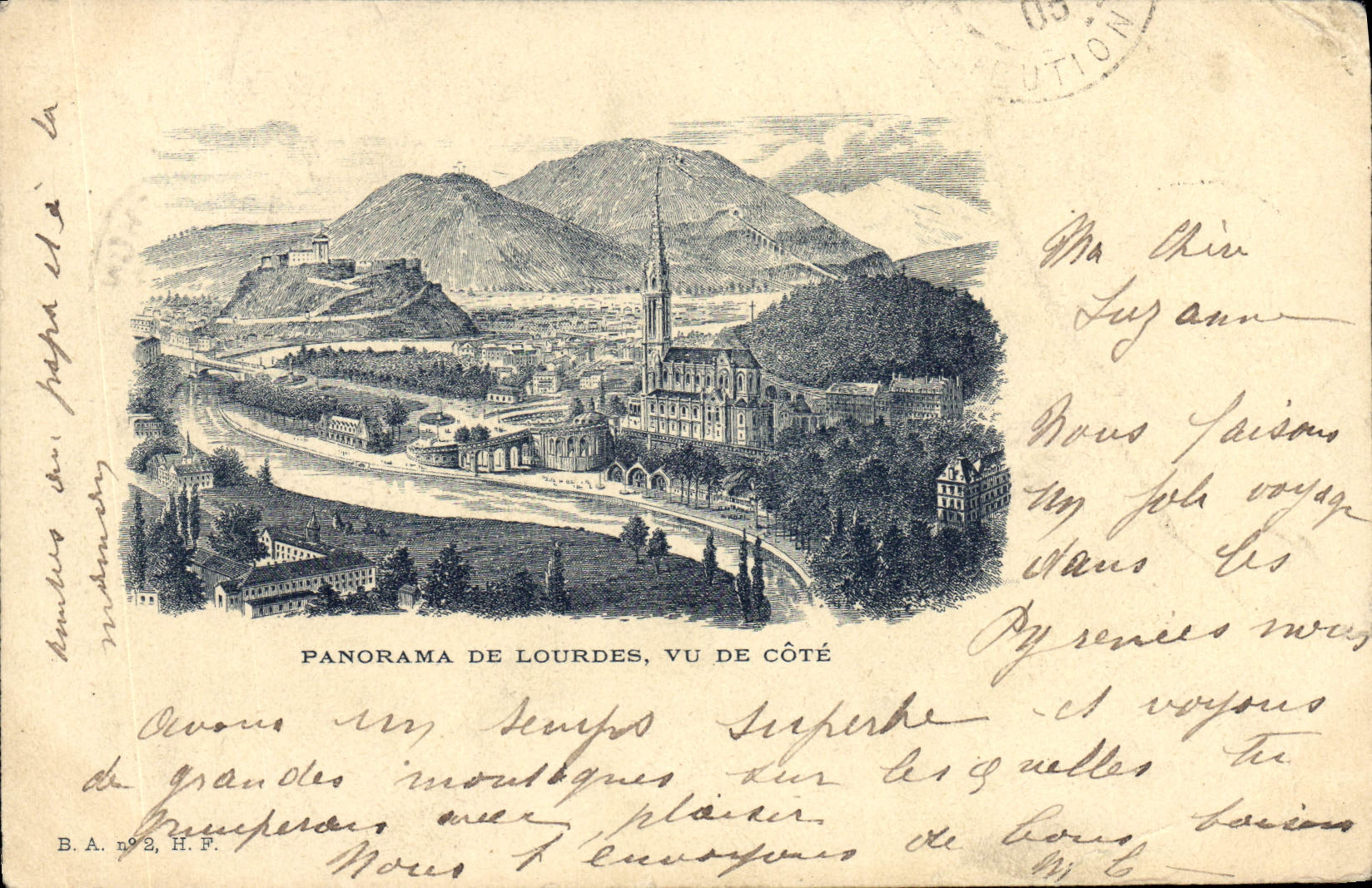 CPA Panorama De Lourdes Vu De Cote
