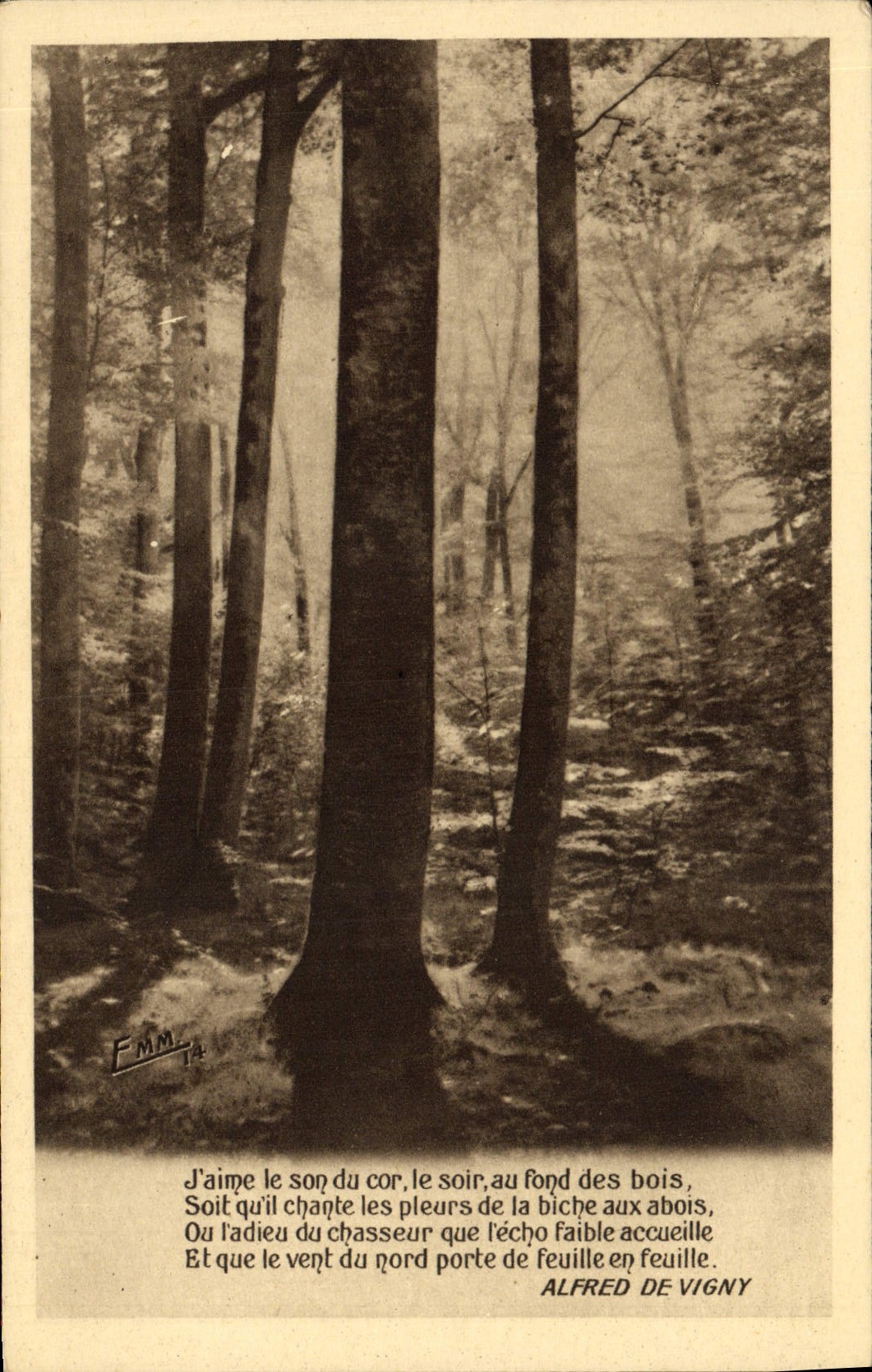 CPA J'Aime Le Son Du Cor Le Soir Au Fond Des Bois Soit Qu'il Chante Alfred de Vigny