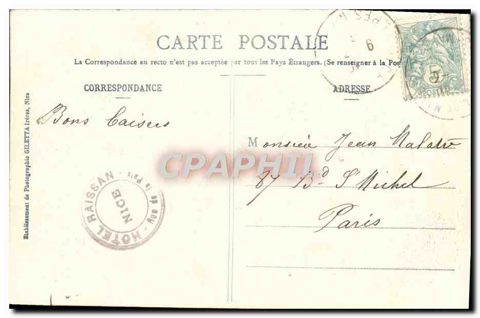 CPA Beaulieu Grand Hotel Bristol — Verso