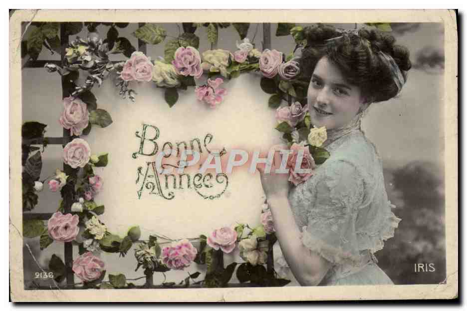 CPA Bonne Annee Femme