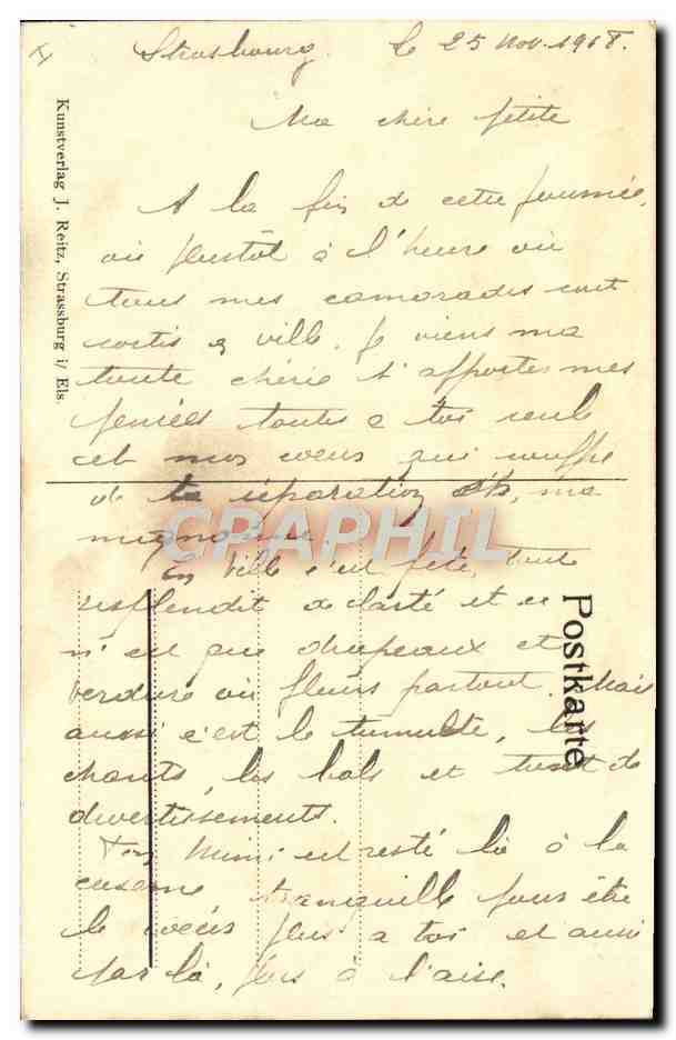 CPA Strassbourg Astronomische Uhr — Verso