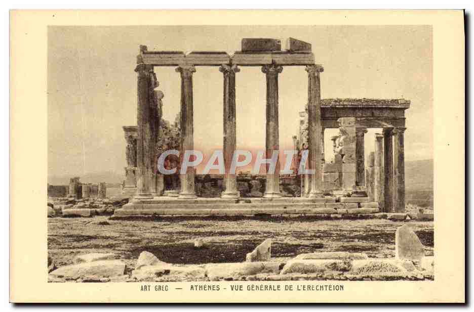 CPA Arc Grec Athenes Vue Generale De L'Erechteion