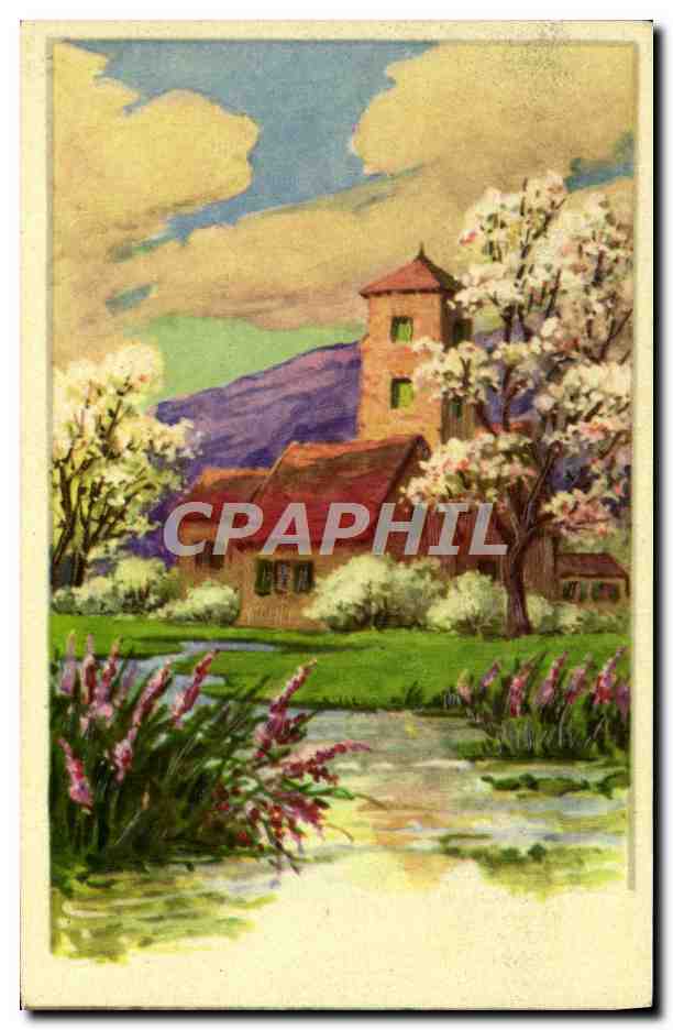 CPA Fantaisie Maison Arbres