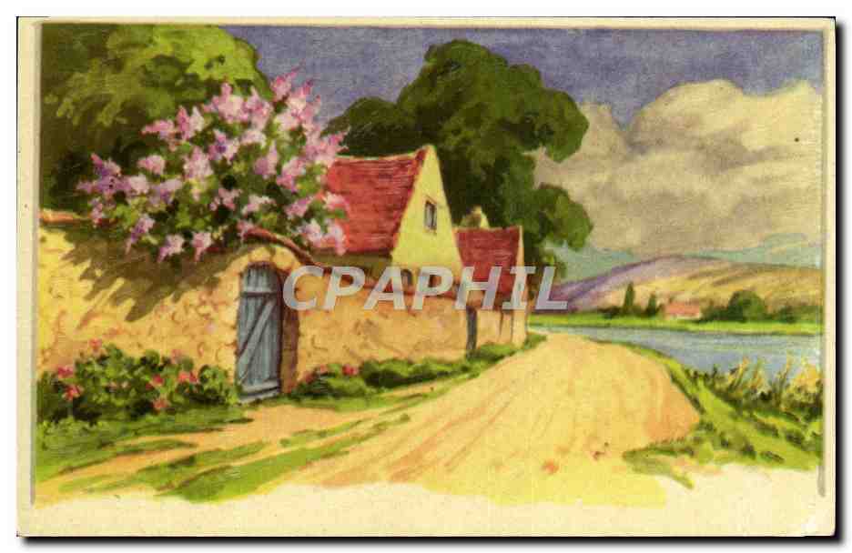 CPA Fantaisie Fleurs Maison