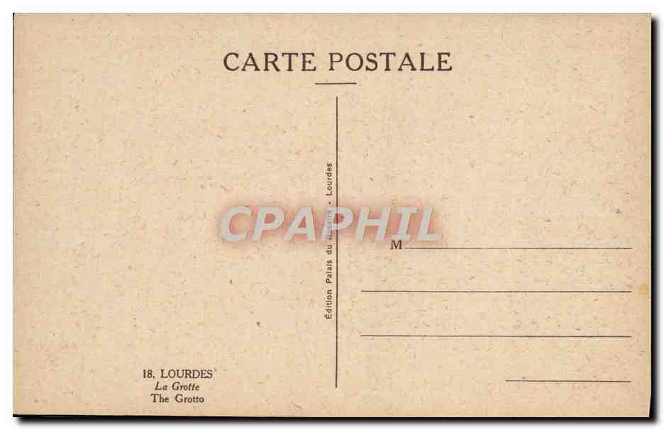 CPA Lourdes La Grotte  — Verso