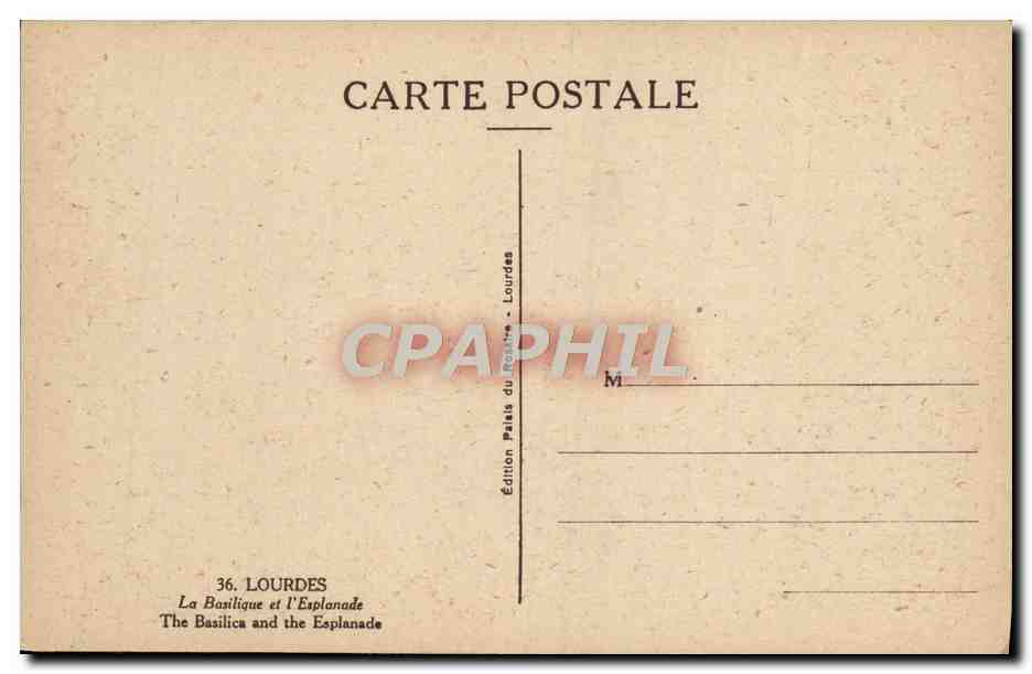CPA Lourdes La Basilique Et l'Esplanade — Verso