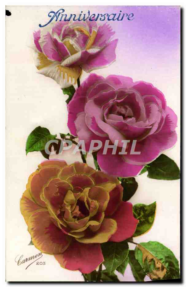 CPA Anniversaire Fleurs