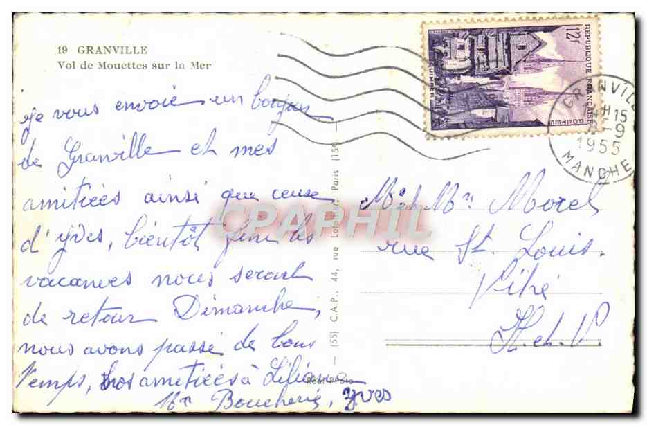 CPM Granville Vol de Mouettes Sur la Mer — Back