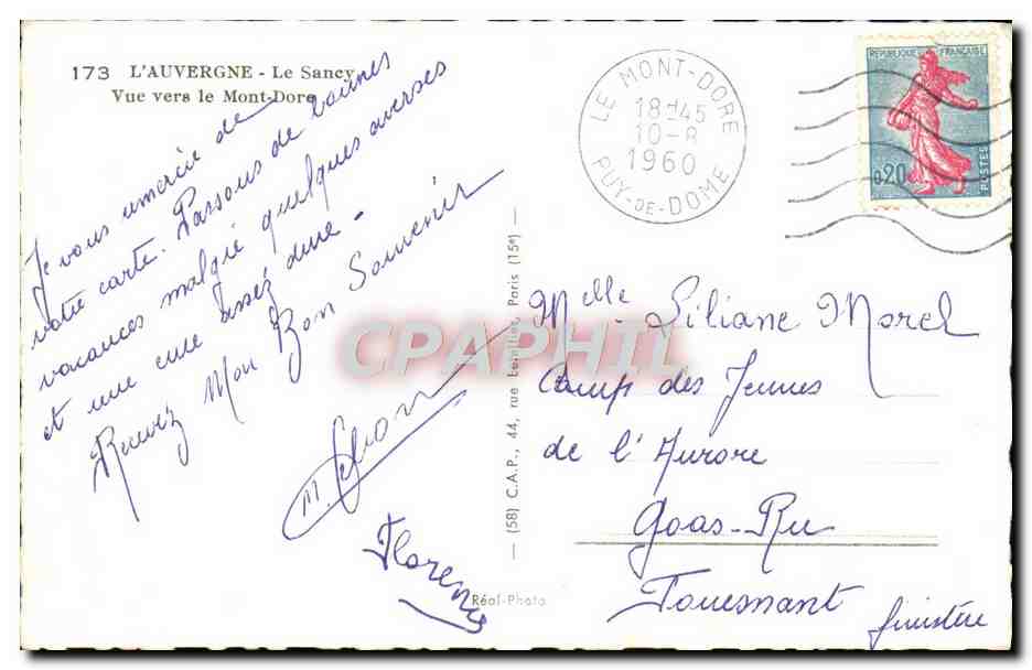 CPM L'Auvergne Le Sancy Vue Vers le Mont Dore Teleferique — Verso