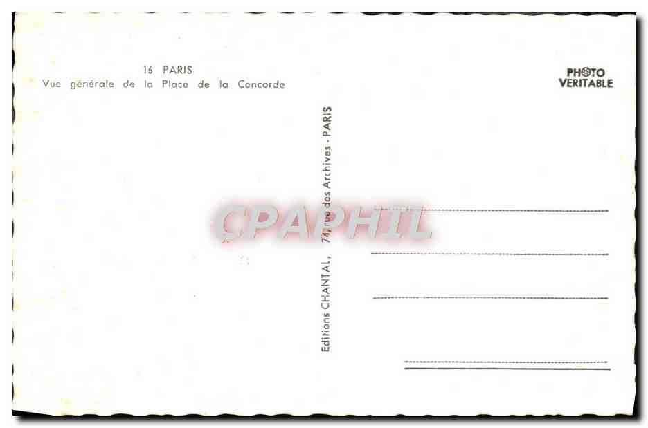 CPM Paris Vue Generale De La Place de la Concorde — Rückseite