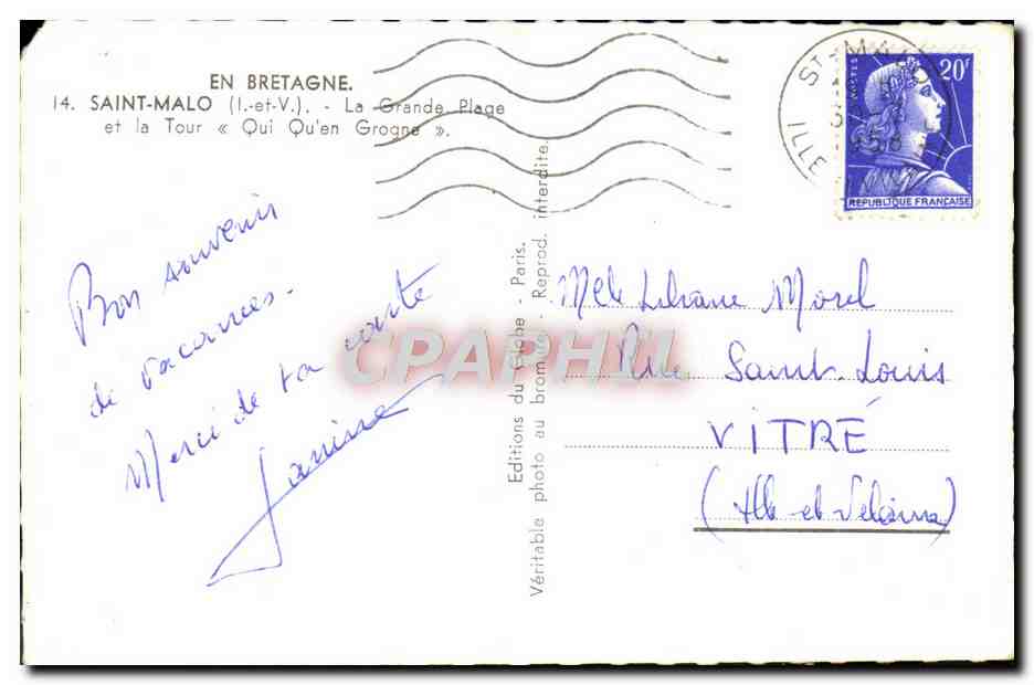 CPM Saint Malo La Grande Plage — Reverso