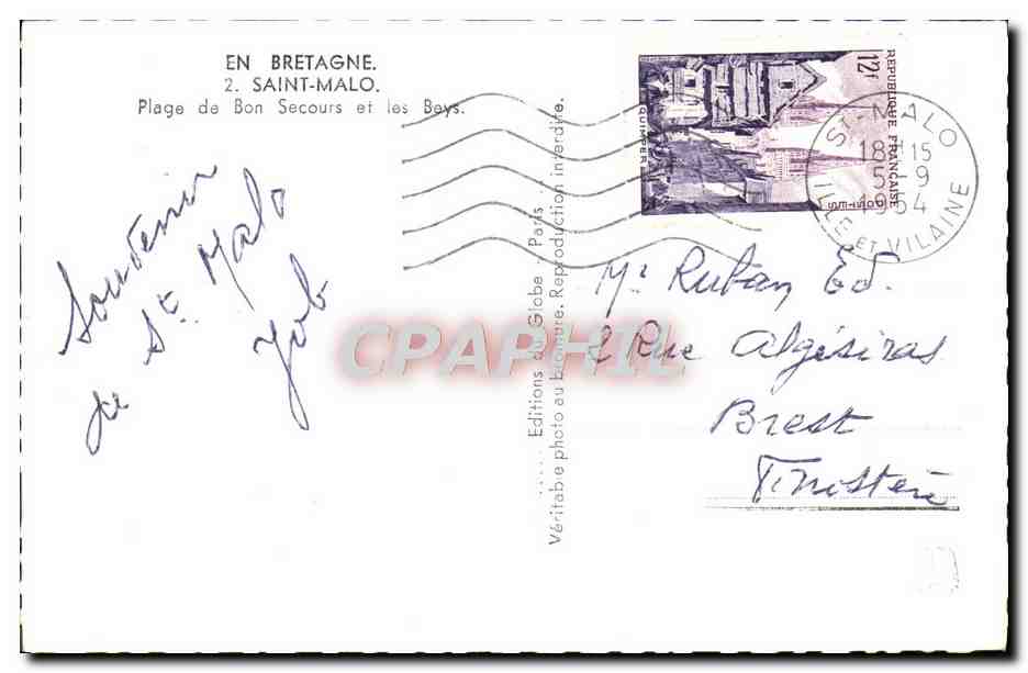 Plage de Bon Secours et les Boys — Saint-Malo — Éditions du Globe, Paris, n°2 — Reverso