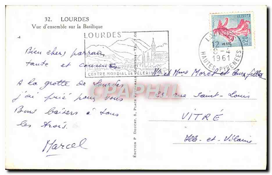 CPM Lourdes Vue D'Ensemble Sur la Basilique — Verso