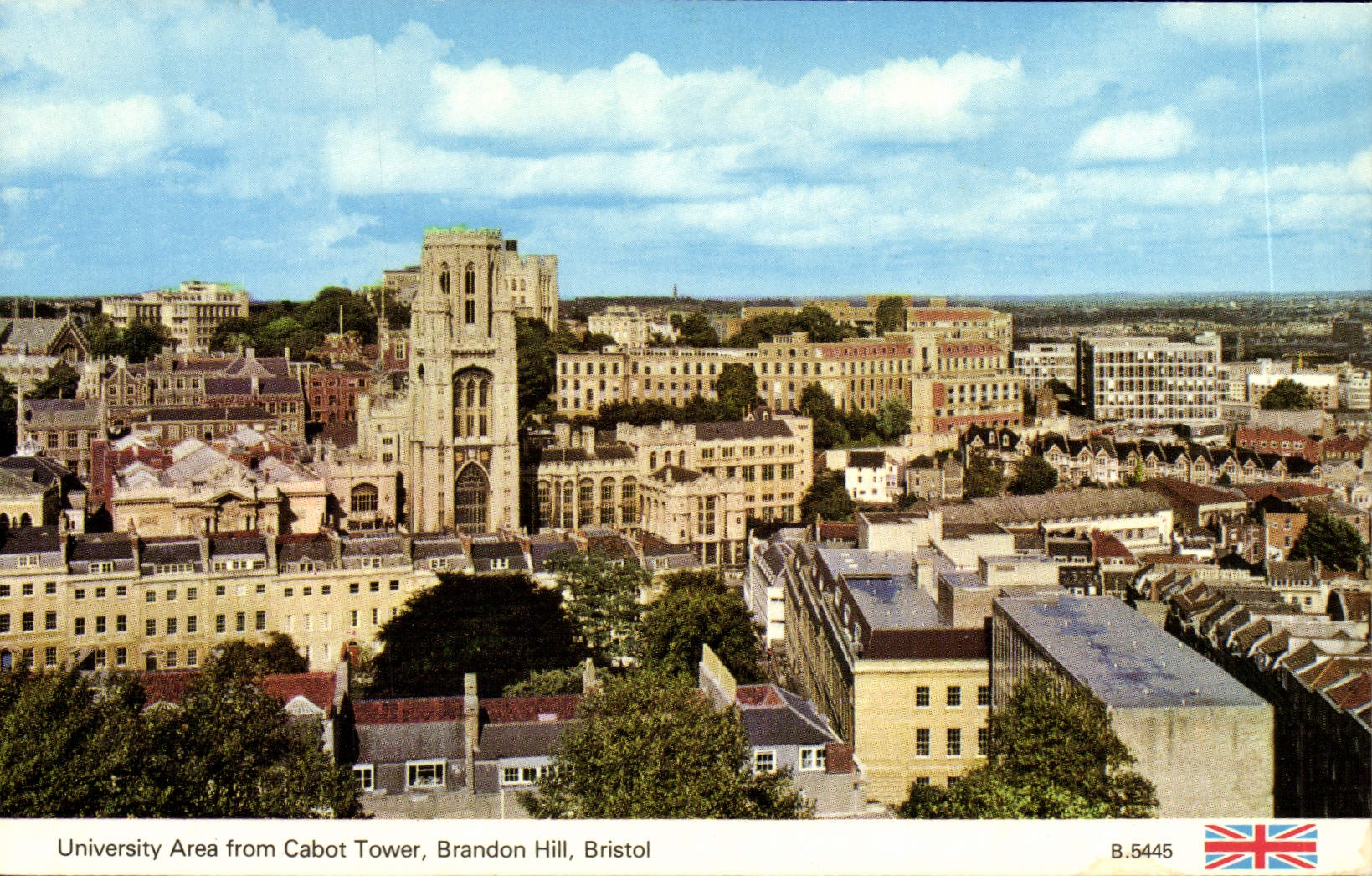 Universitätsbereich vom Cabot Tower, Brandon Hill, Bristol — Panoramablick — A Dennis Postcard B.5445 - Vorderseite