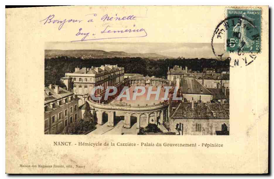 CPA Nancy Hemicycle de la carriere Palais du gouvernement Pepiniere