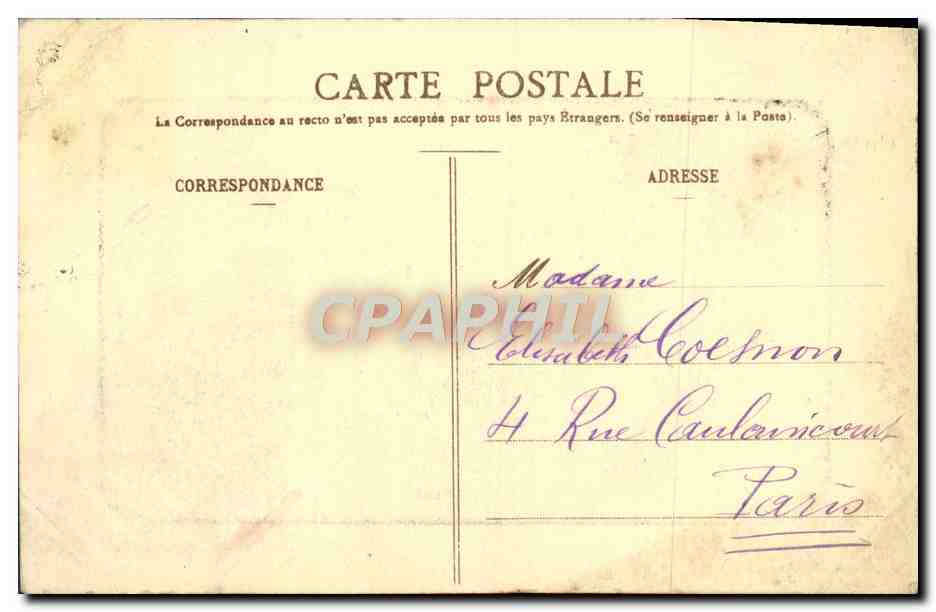 CPA Nancy Hemicycle de la carriere Palais du gouvernement Pepiniere — Verso