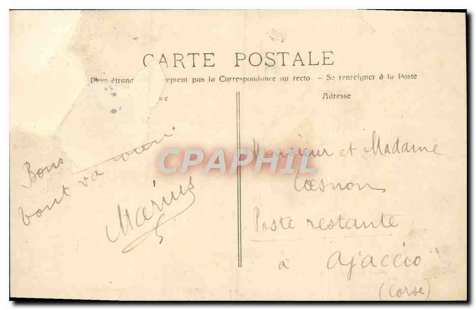 Tarjeta postal antigua Marsella Los Bordes de la Corniche y las Islas — Reverso