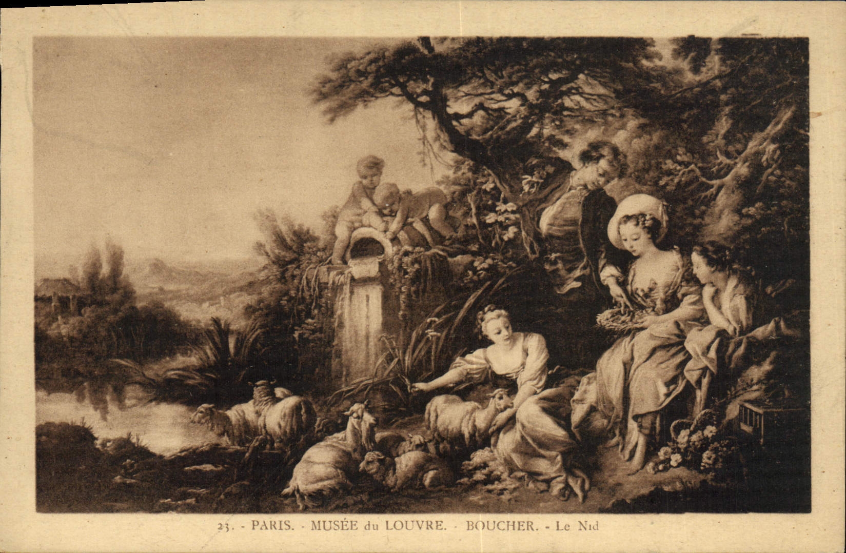 CPA Paris Musee du Louvre Boucher Le nid Chevre Moutons