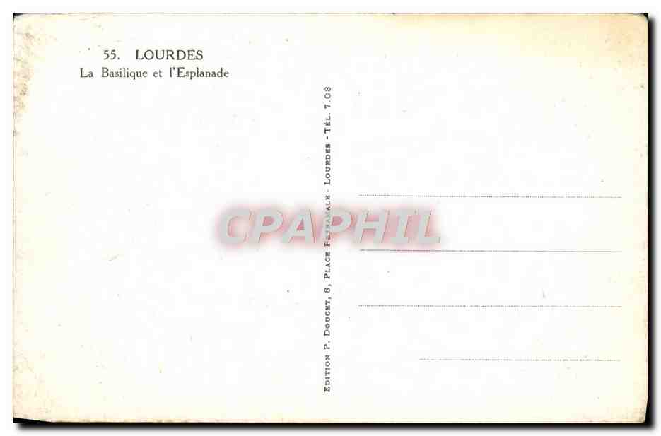 CPA Lourdes La Basilique et L'Esplanade — Verso