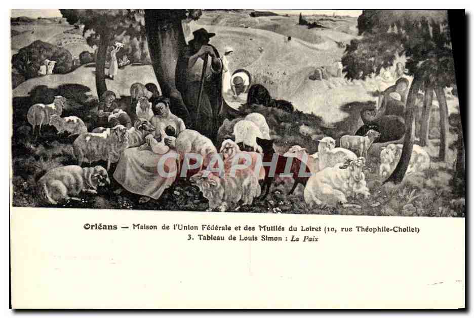 CPA Orleans Maison de L'Unlon Federale et Des Mutiles Du Lotret Louis Simon La paix Moutons Chien