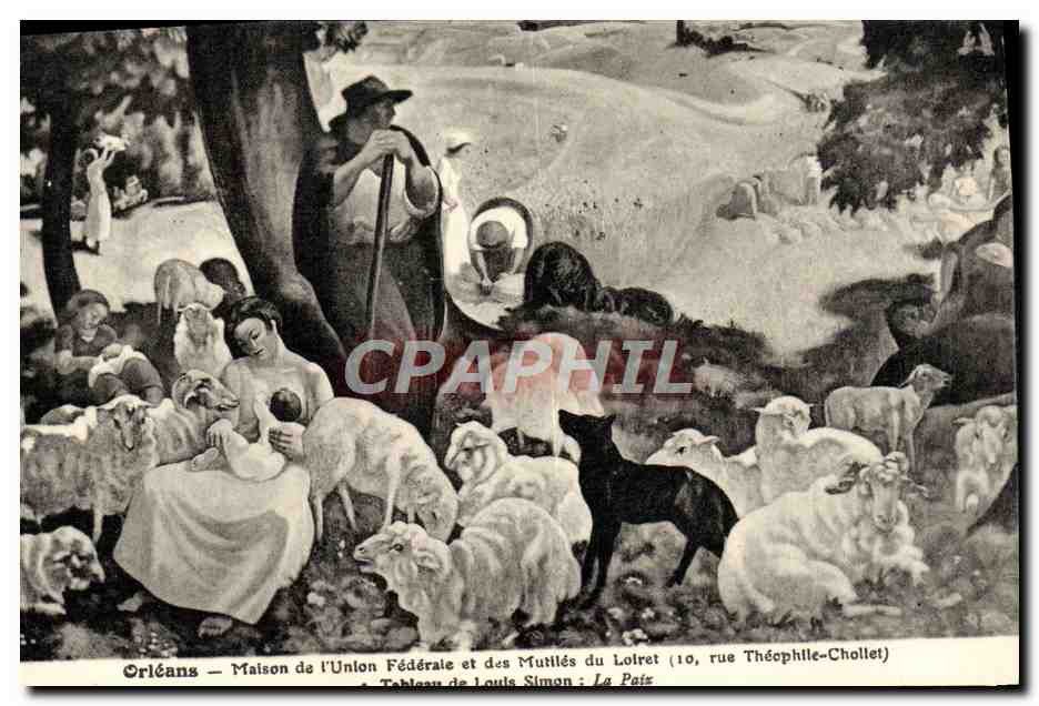 CPA Orleans Maison de L'Unlon Federale et Des Mutiles Du Loiret Louis Simon La paix Moutons Chien
