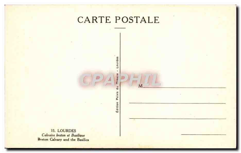 CPA Lourdes Calvaire Breton et Basilique — Verso