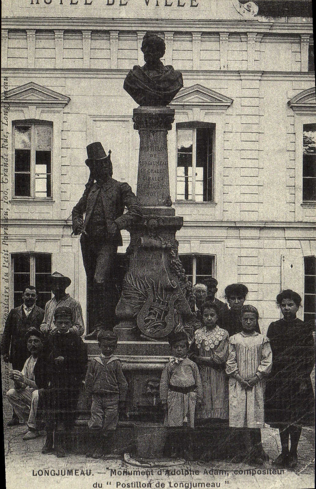 REPRO Longjumeau Monument d'Adolphe Adam compositeur du Postillon de Longjumeau Enfants 