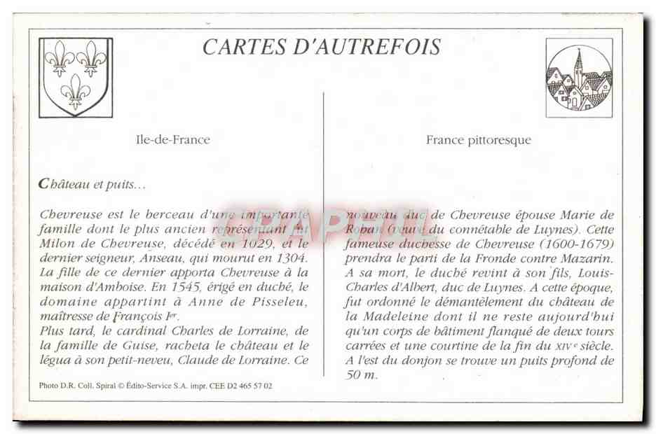 Chevreuse — Le Puits et la Tour ronde de l'ancien Château-Fort de la Madeleine — Réhachin & Cie — Verso