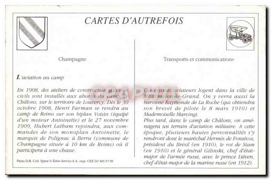 REPRO Grande Semaine D'Aviation De Champagne 26 aout Latham en plein vol Monoplan Antoinette Aviation — Rückseite