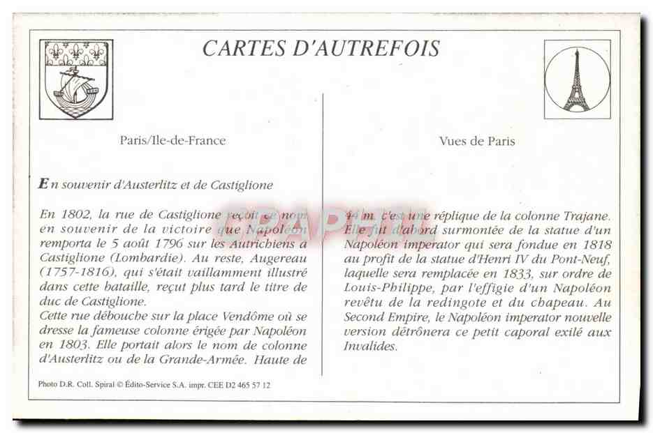 PREPRO Paris La Rue Castiglione et la Colonne Vendome — Verso