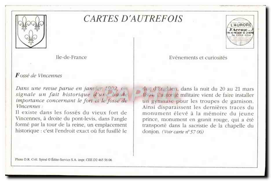 Avenue du Polygone — Ile-Donjon — Vincennes — Verso