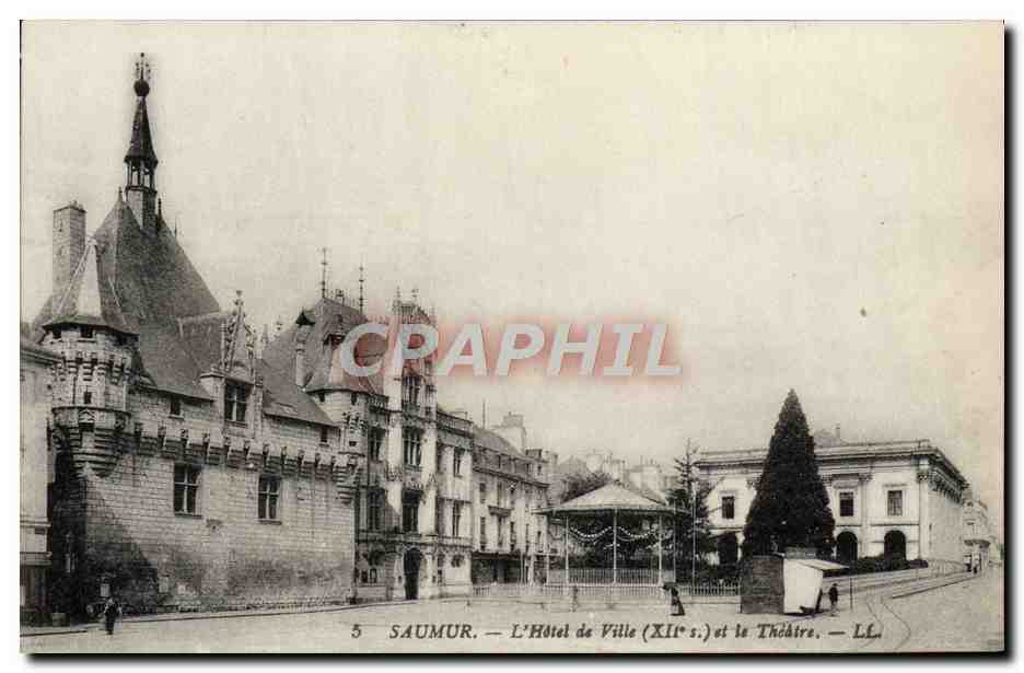 CPA Saumur L'Hotel de Ville et le theatre